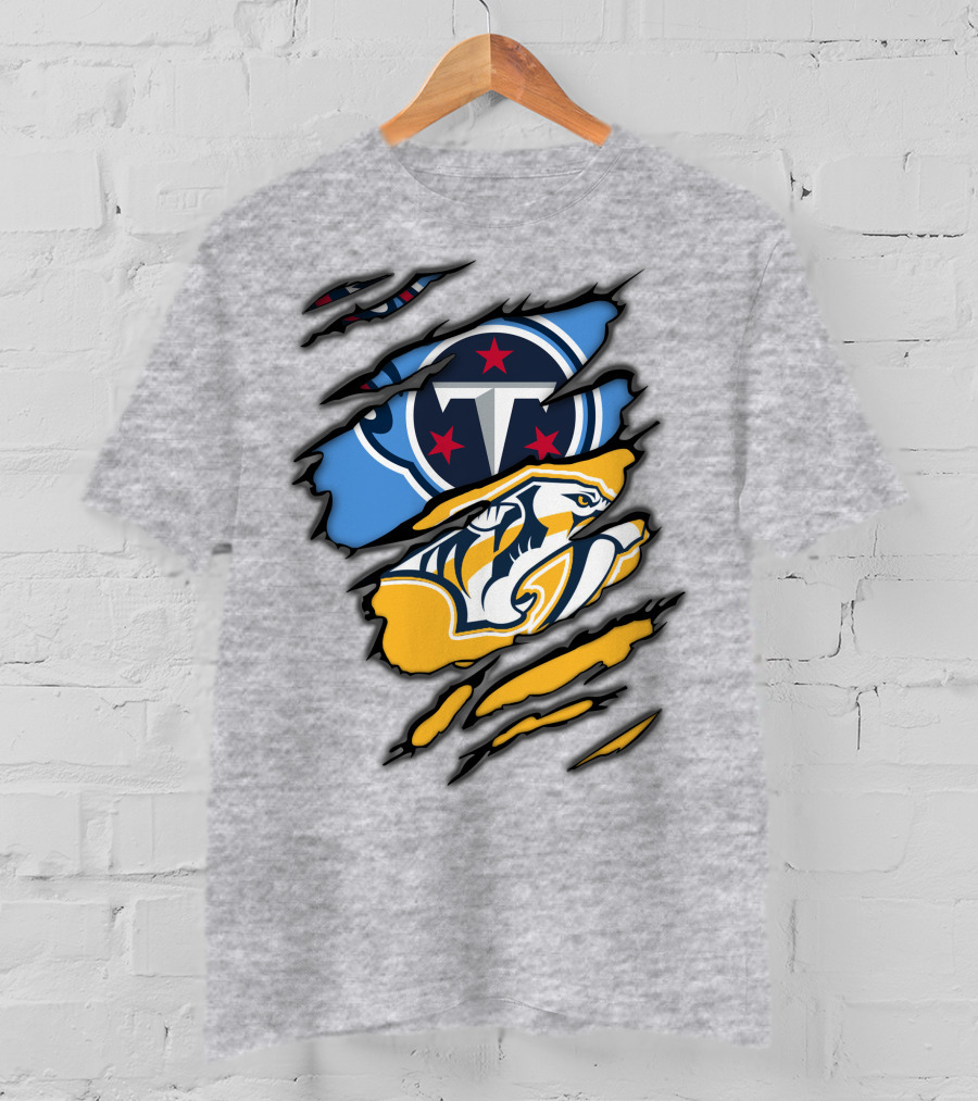 Tennessee Titans Nashville Predators Claw Logo Mashup T-Shirt