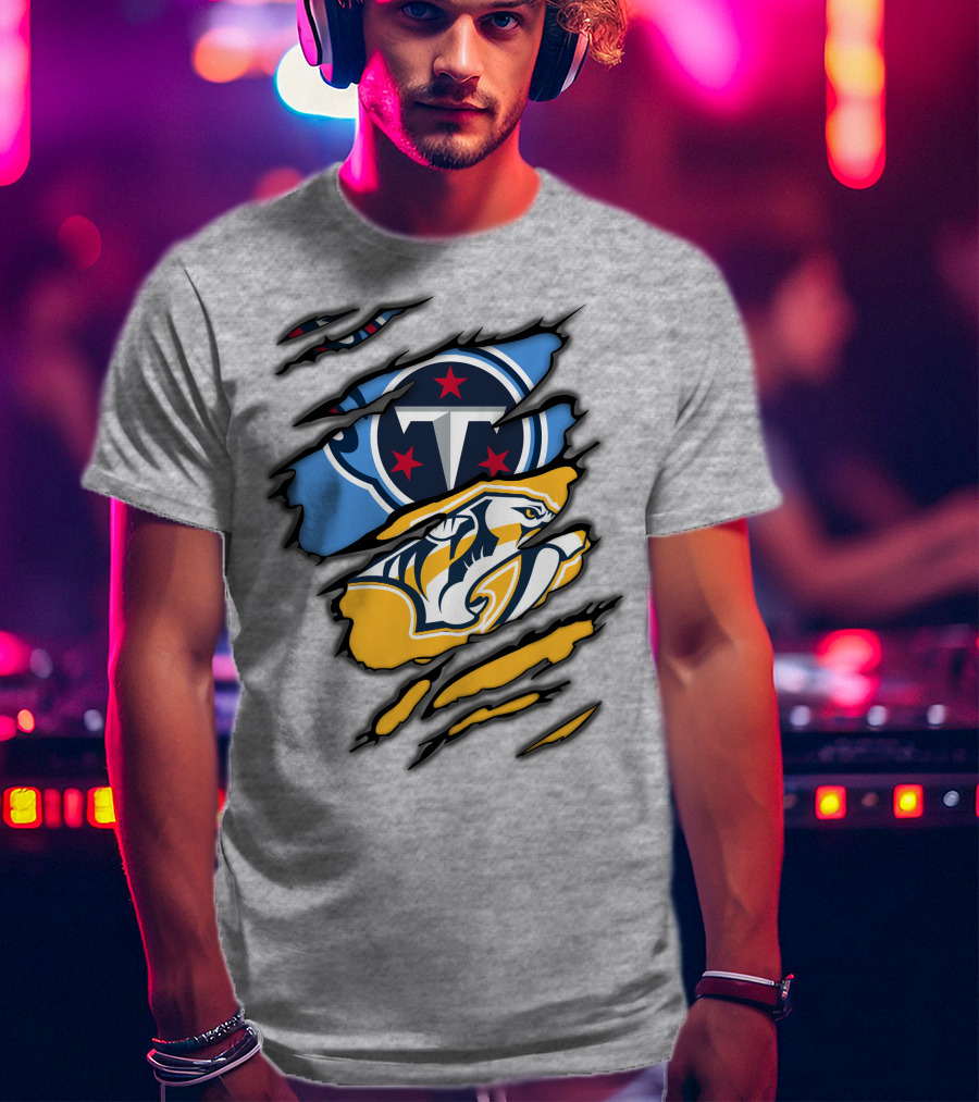 Tennessee Titans Nashville Predators Claw Logo Mashup T-Shirt