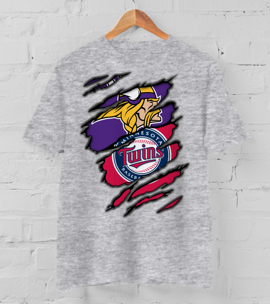 Minnesota Vikings And Twins Baseball Fusion T-Shirt