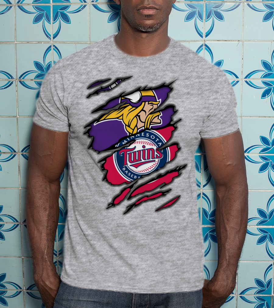 Minnesota Vikings And Twins Baseball Fusion T-Shirt