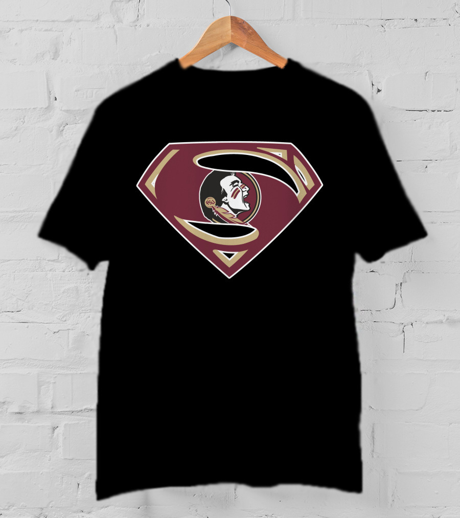 Superman Seminoles Logo With Florida State Seminole Head T-Shirt