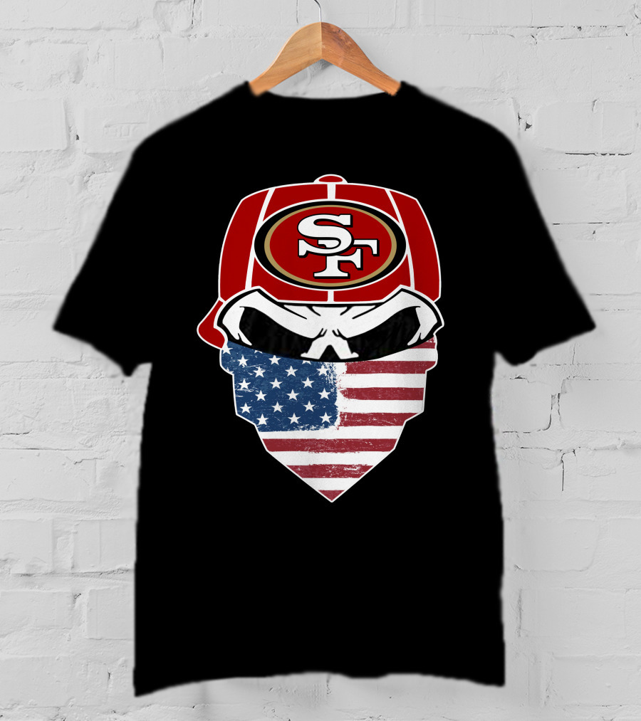 49ers Skull Sf American Flag Bandana T-Shirt