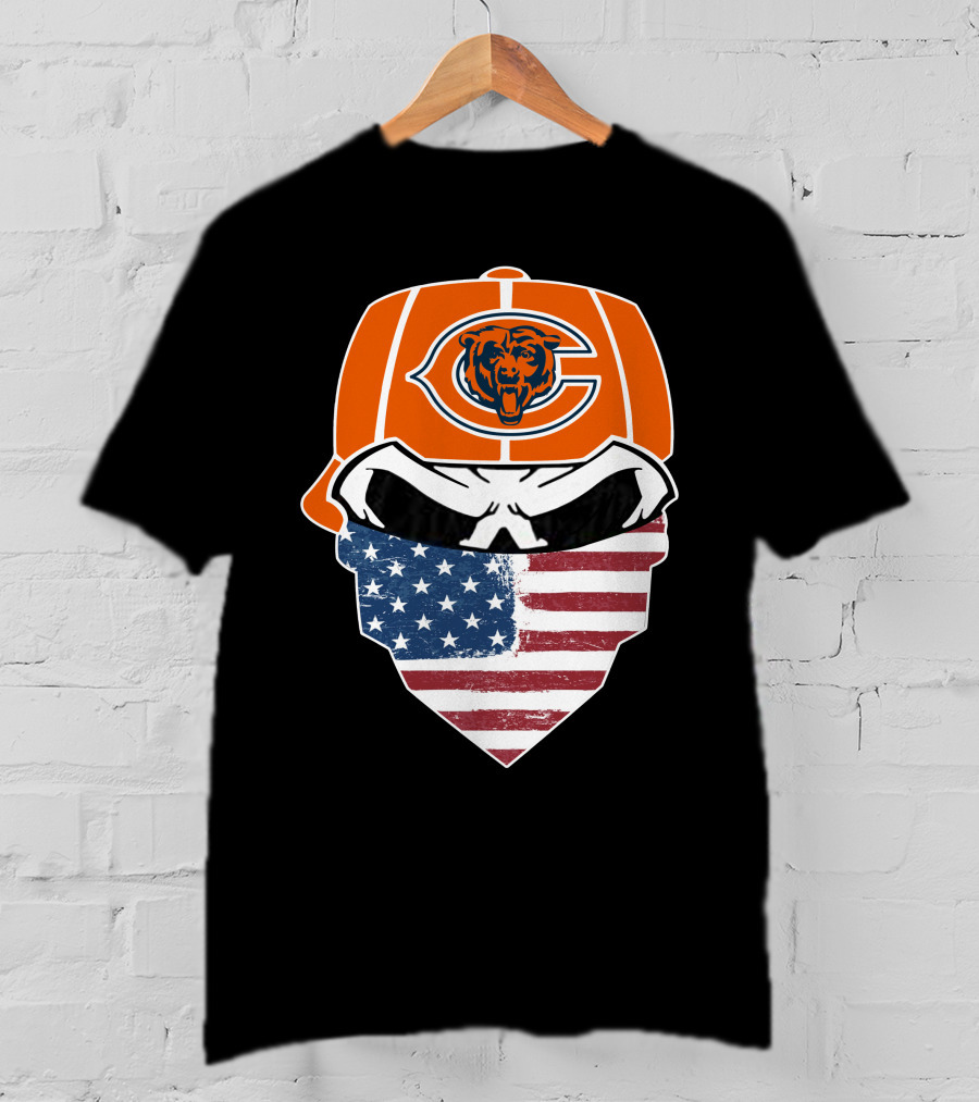 Chicago Bears American Flag Bandana Mask Fan Tribute T-Shirt