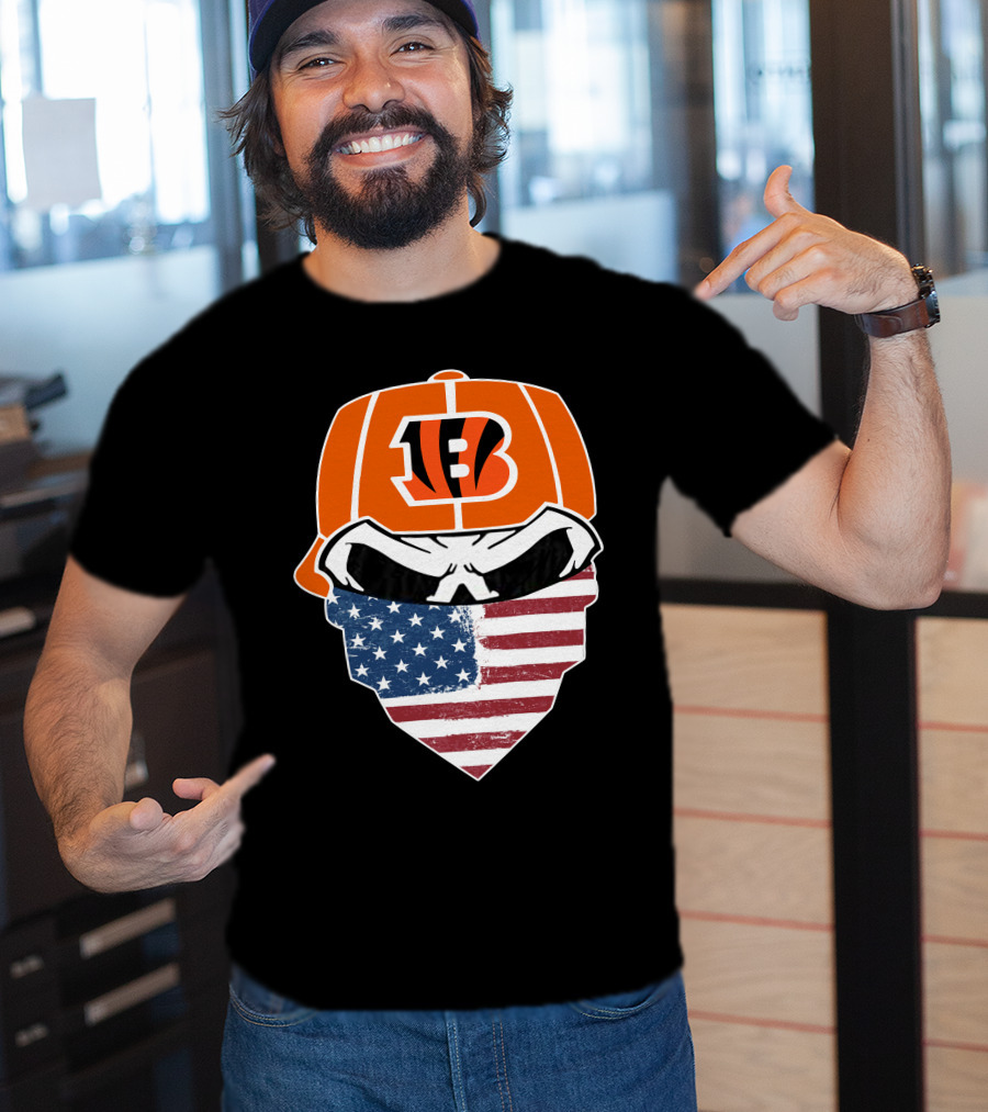 Bengals Skull American Flag Bandana T-Shirt
