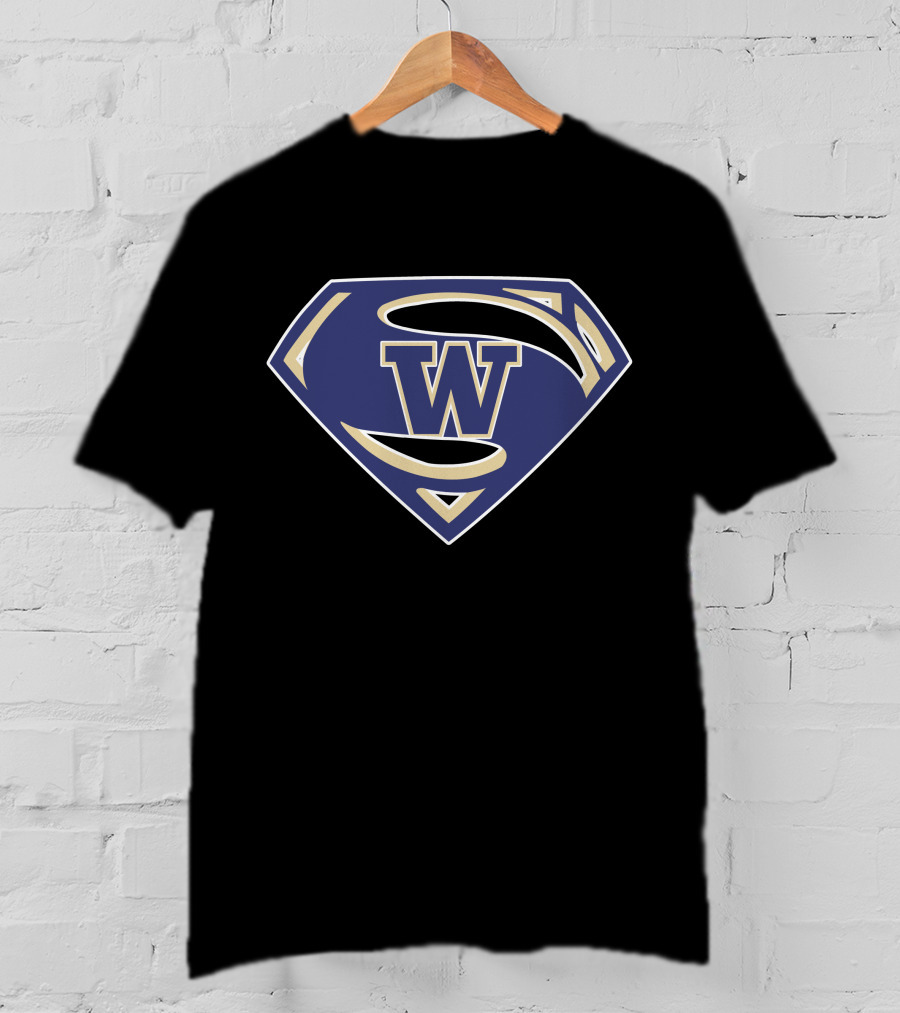 Superman W Huskies Logo With Iconic Shield T-Shirt