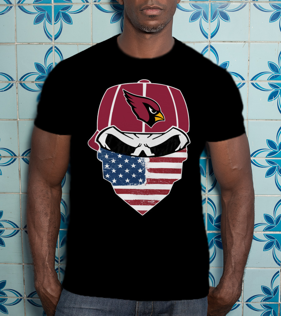 Cardinals Skull American Flag Bandana T-Shirt