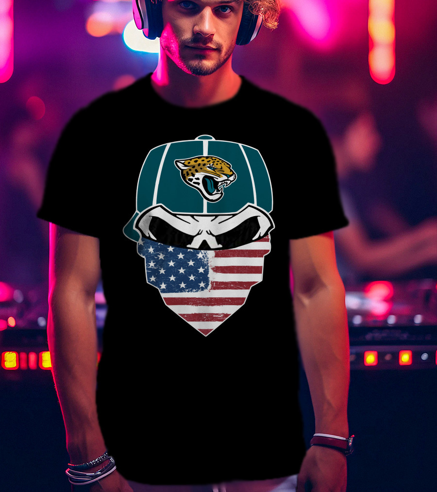 Jaguars Skull American Flag Bandana T-Shirt