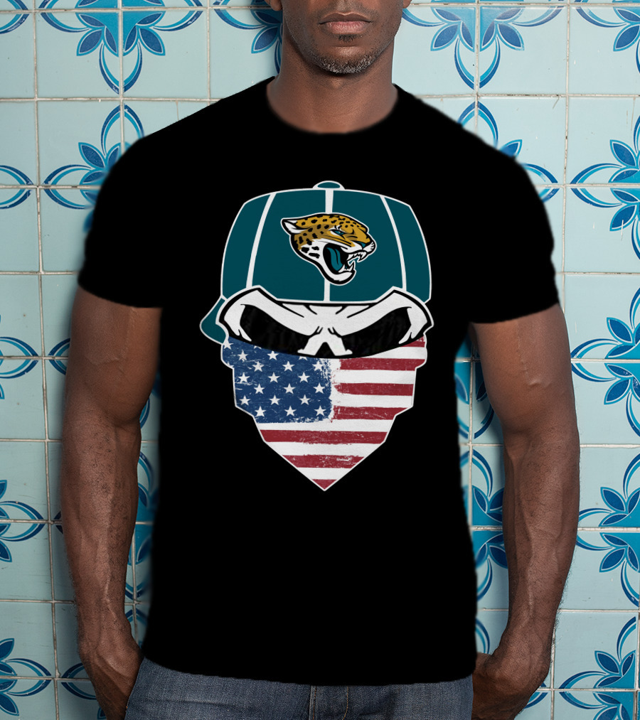 Jaguars Skull American Flag Bandana T-Shirt
