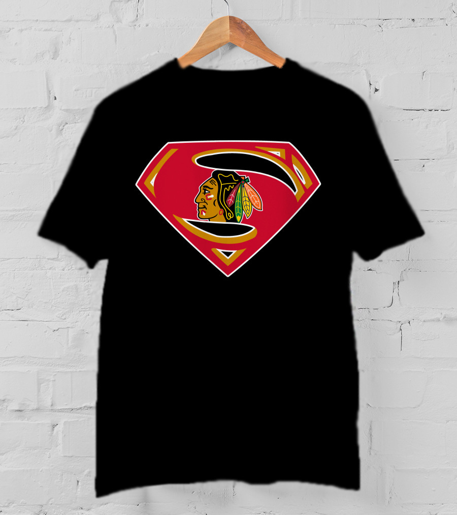 Superman Chicago Blackhawks Logo Combination T-Shirt