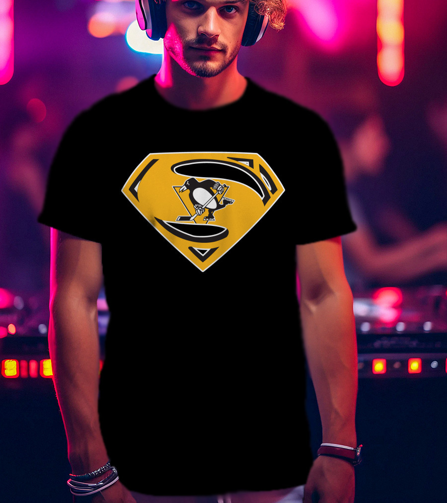 Superman Pittsburgh Penguins Hockey Logo Fusion T-Shirt