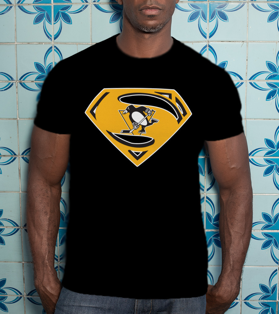 Superman Pittsburgh Penguins Hockey Logo Fusion T-Shirt