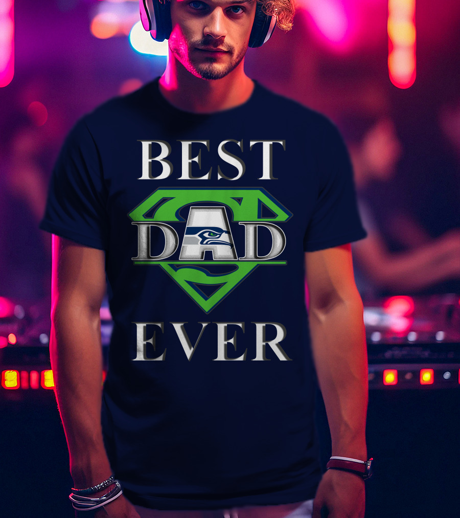 Seahawks Best Dad Ever Superhero T-Shirt