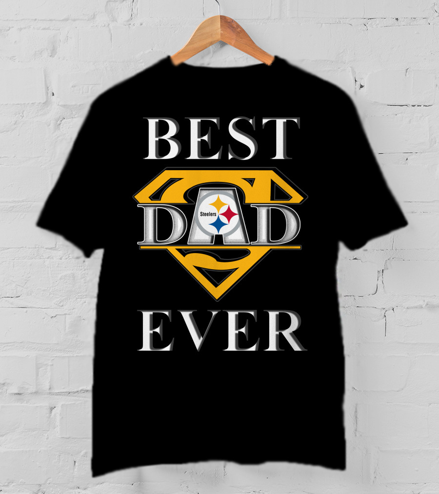 Steelers Best Dad Ever Super Dad Logo Shield T-Shirt