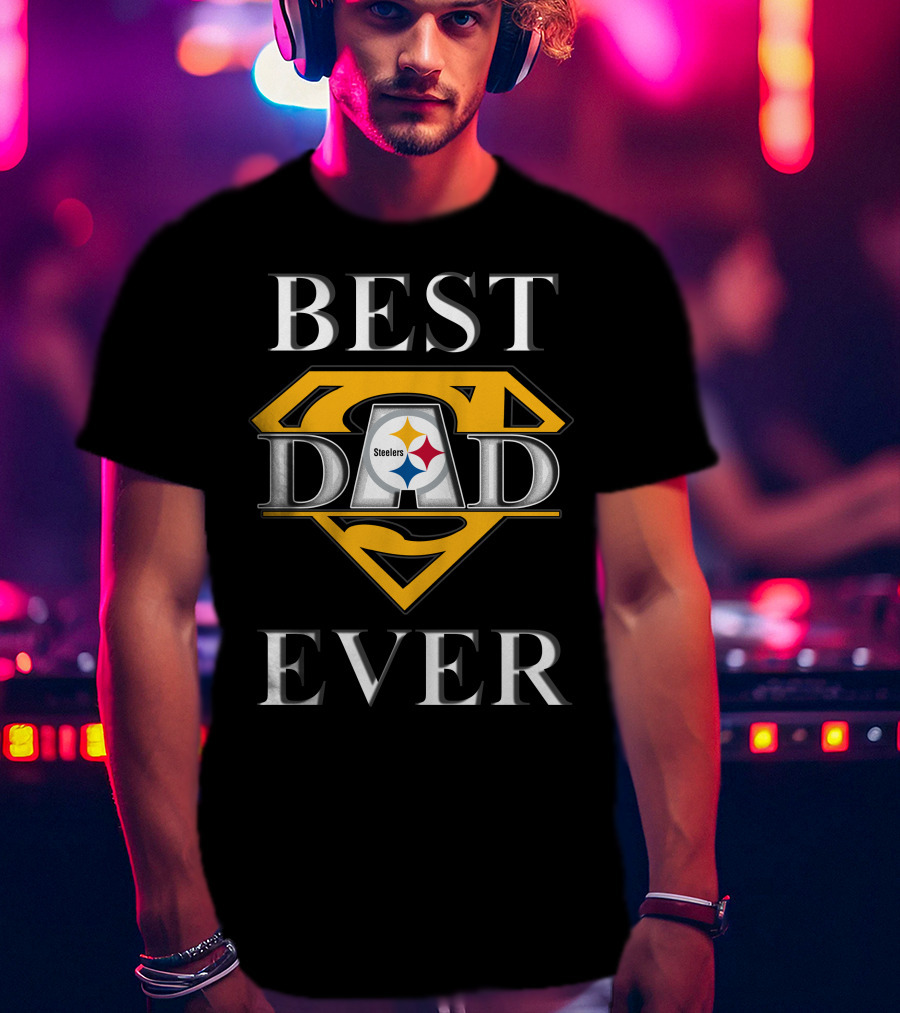 Steelers Best Dad Ever Super Dad Logo Shield T-Shirt