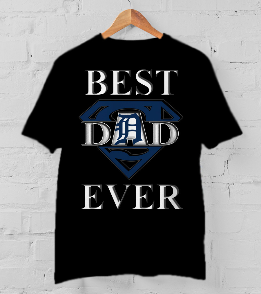 Best Dad Ever Detroit Baseball Superman Shield T-Shirt
