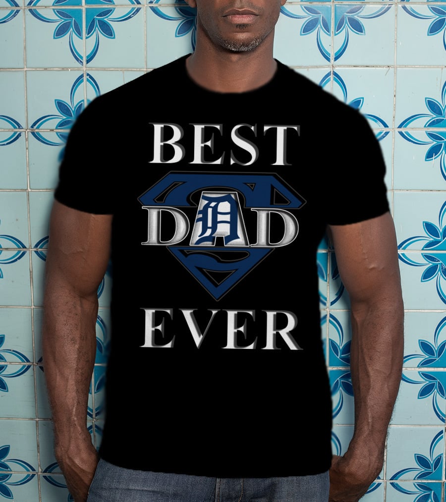 Best Dad Ever Detroit Baseball Superman Shield T-Shirt