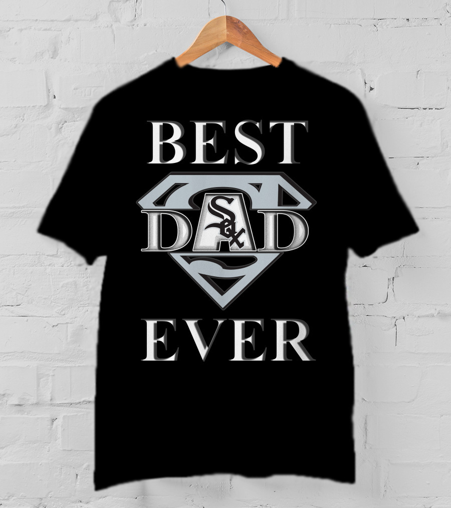 Best Dad Ever White Sox Logo Superman Shield T-Shirt