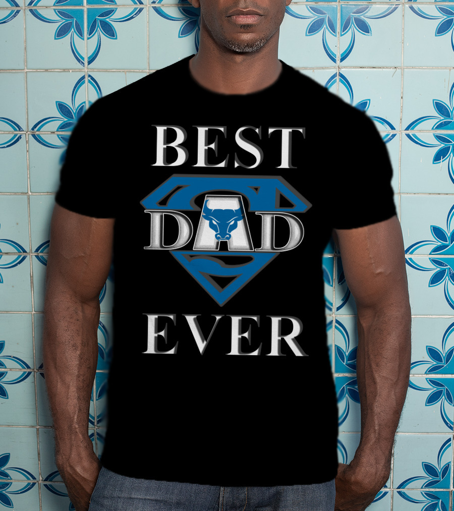 Buffalo Bulls Best Dad Ever Superhero Emblem T-Shirt