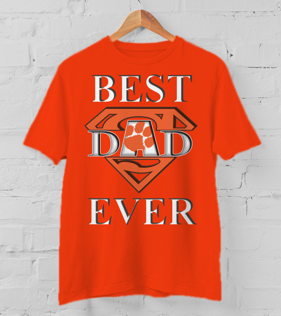 Best Dad Ever Clemson Tiger Paw Superman T-Shirt