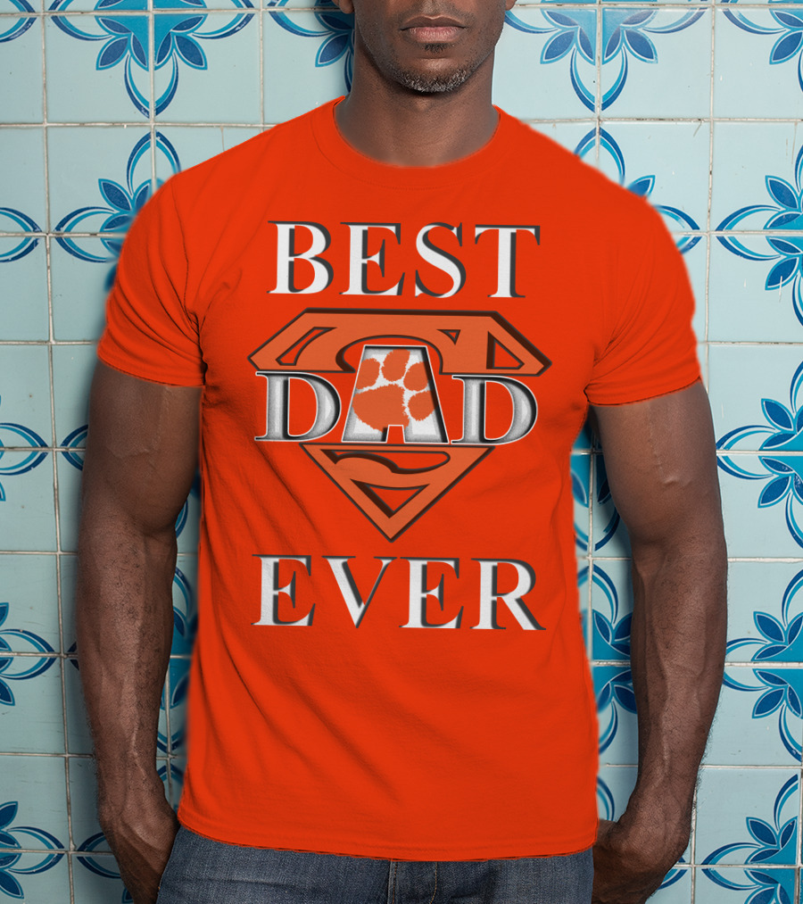 Best Dad Ever Clemson Tiger Paw Superman T-Shirt