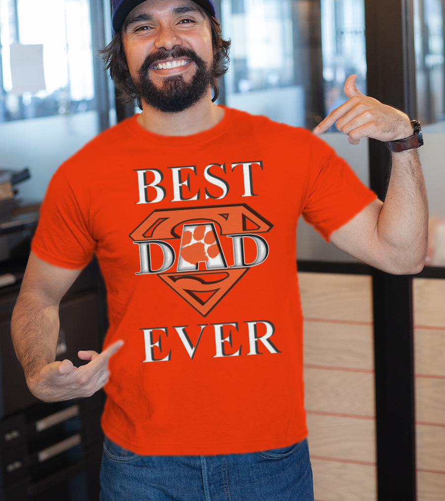 Best Dad Ever Clemson Tiger Paw Superman T-Shirt