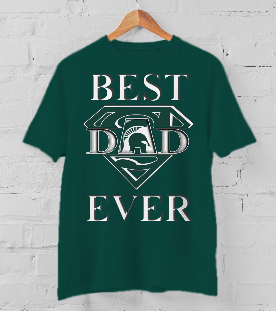 Michigan State Spartans Best Dad Ever Spartan Logo Superhero Badge T-Shirt