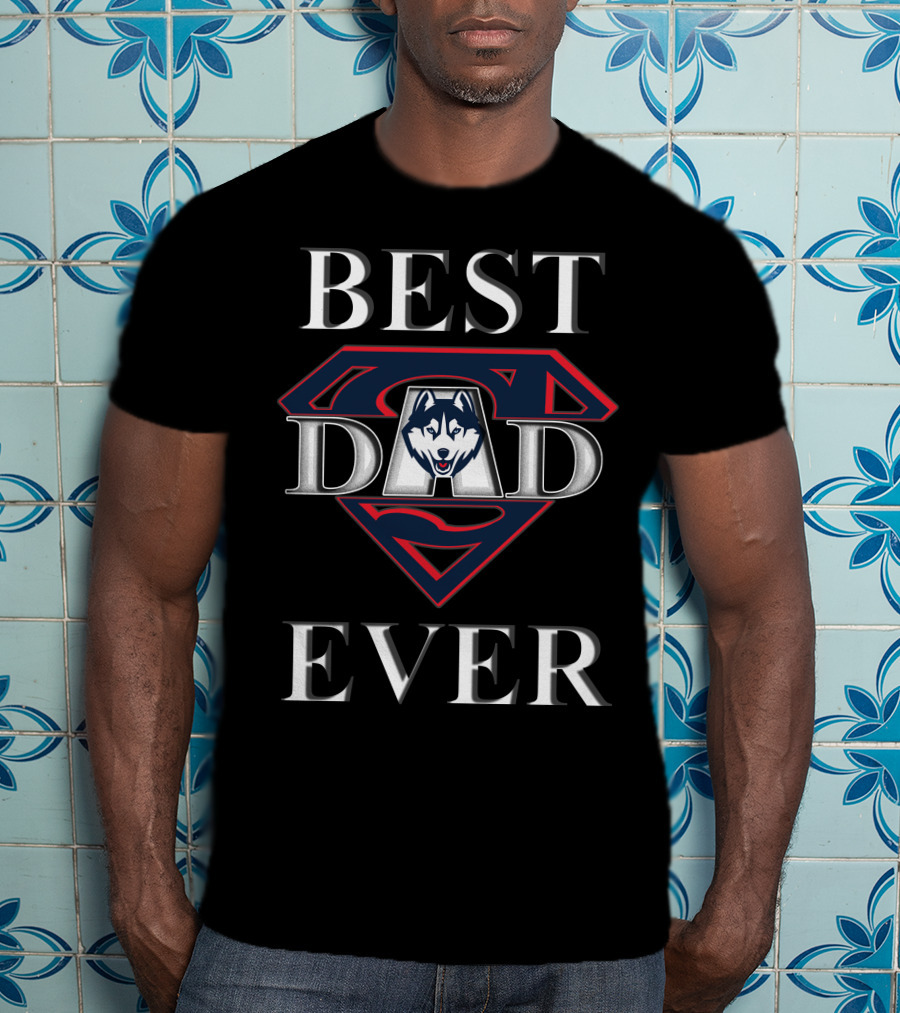 Best Dad Ever UConn Huskies Superman T-Shirt
