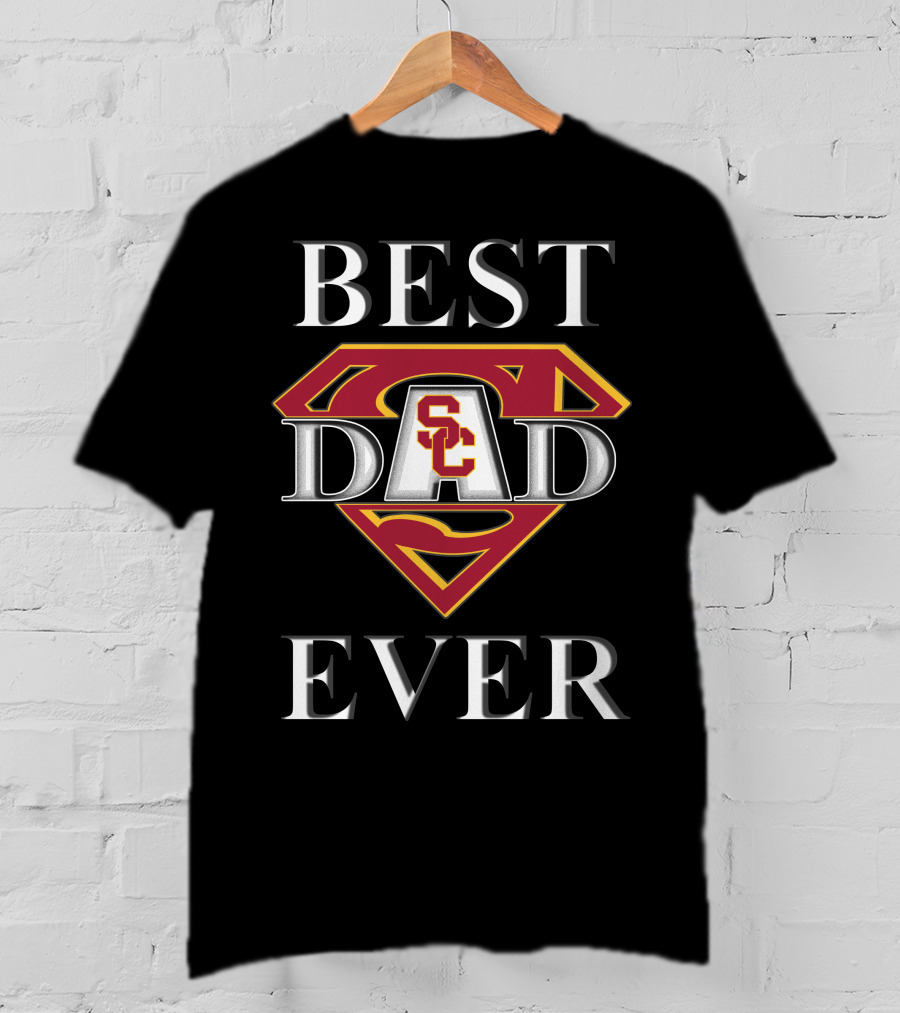 BEST DAD EVER USC Trojans Superhero Shield T-Shirt