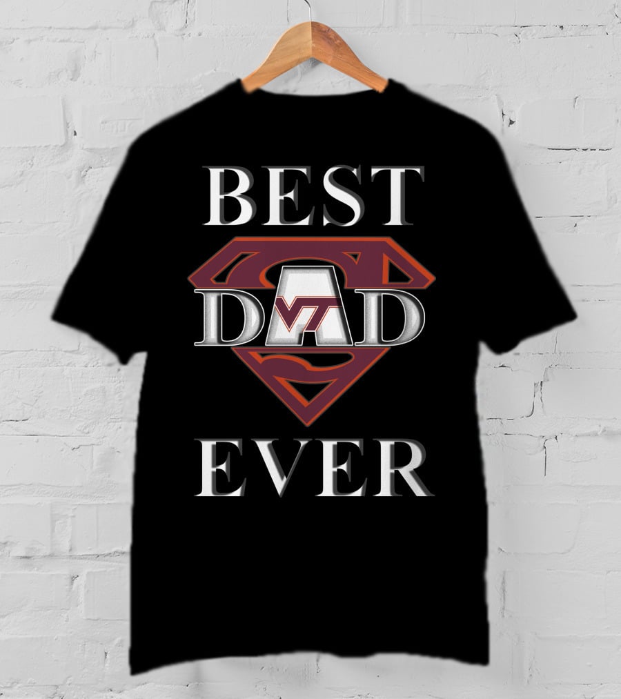 Virginia Tech Hokies Best Dad Ever Superman Shield T-Shirt