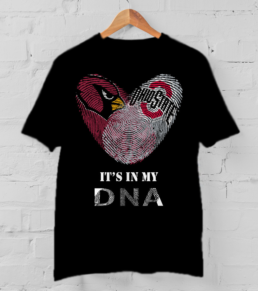 Cardinals Ohio State Buckeyes It's In My Dna Heart Fingerprint T-Shirt