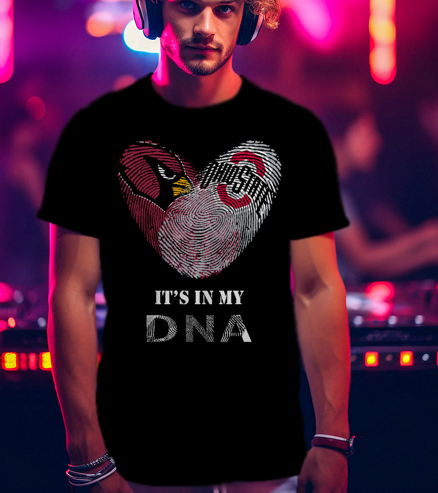 Cardinals Ohio State Buckeyes It's In My Dna Heart Fingerprint T-Shirt