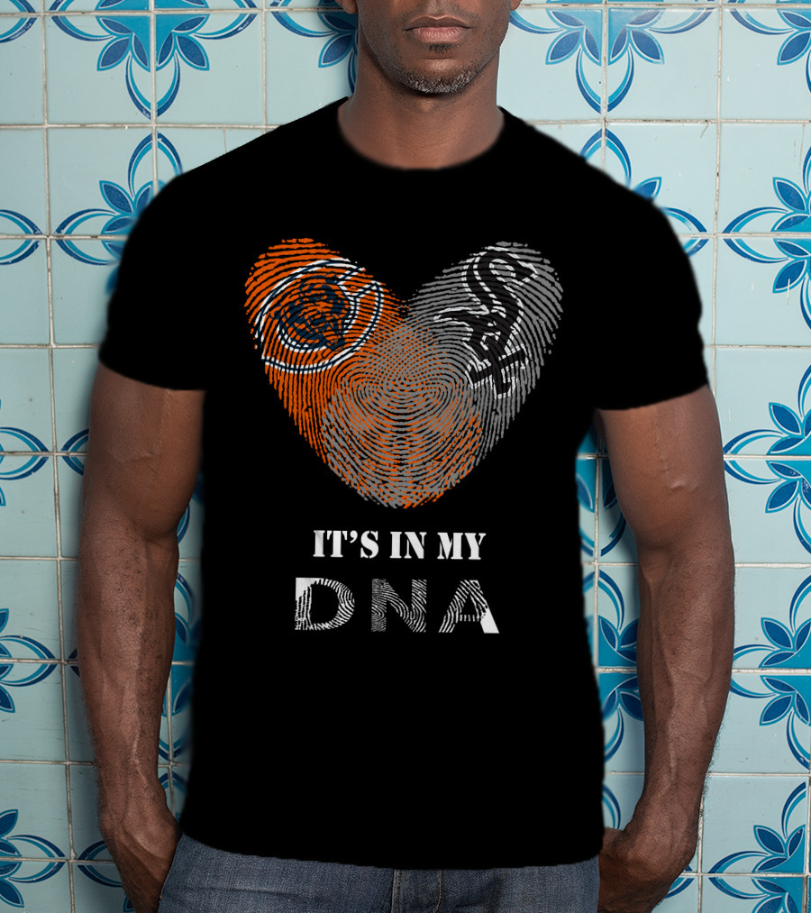 Chicago Bears White Sox It's In My DNA Fingerprint Heart T-Shirt