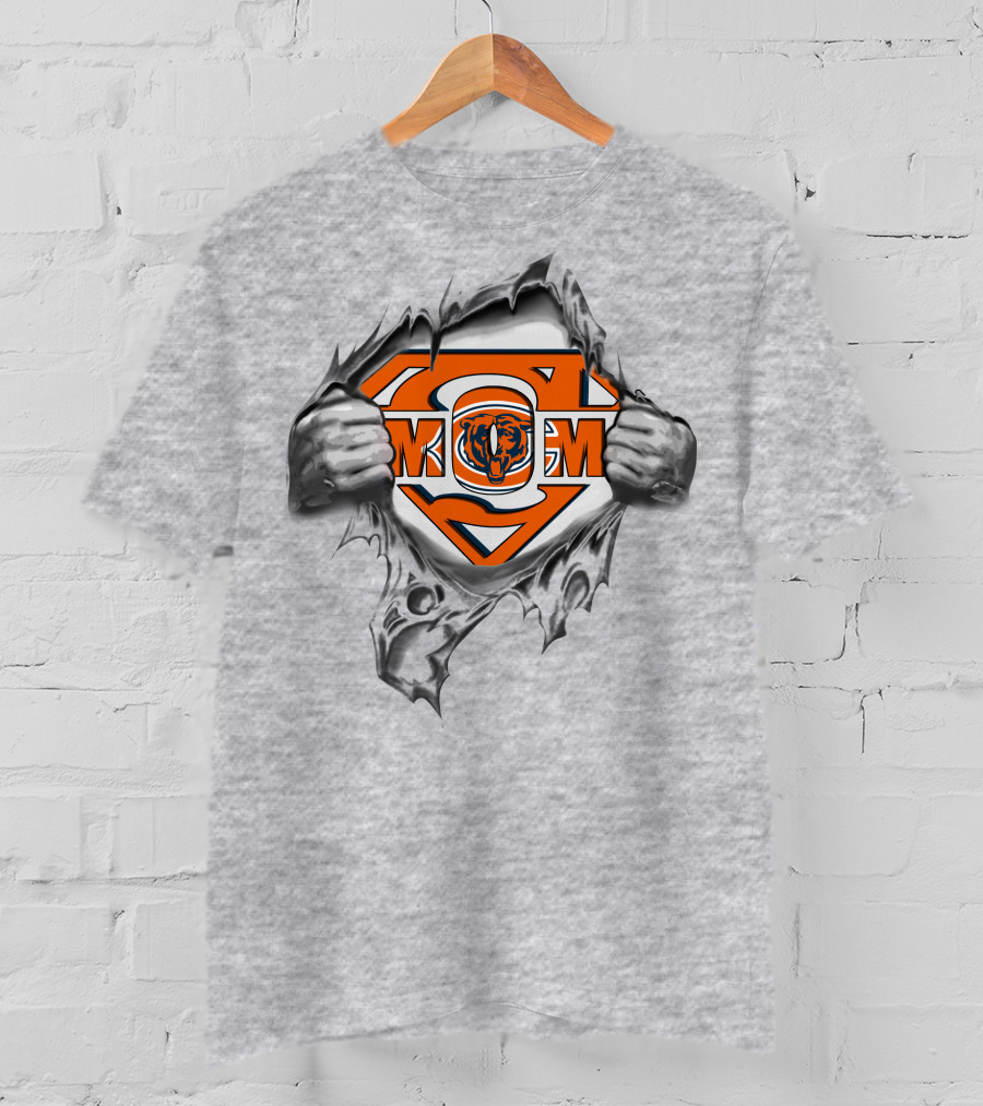 Bears Super Mom Logo With Torn Effect T-Shirt