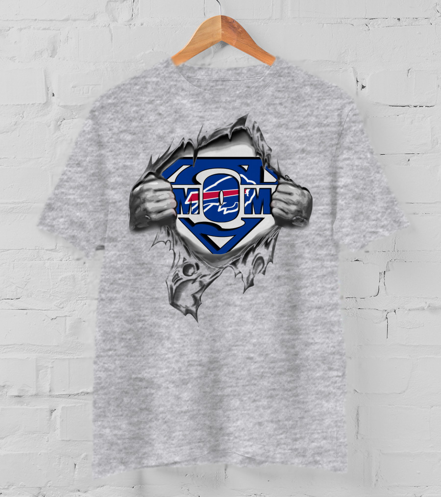 Bills Super Mom Superman Logo With Buffalo Football Theme T-Shirt