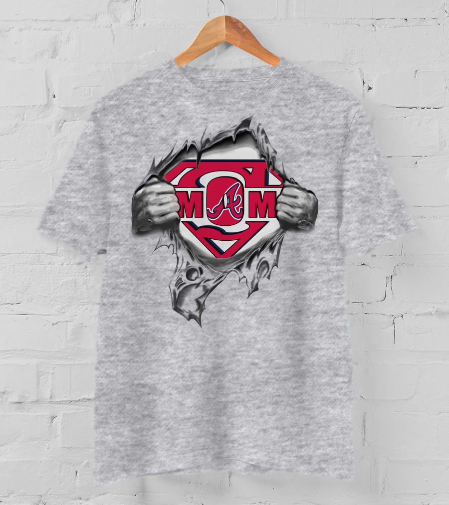 Braves Super MOM Logo A Inside Superman Chest Rip T-Shirt