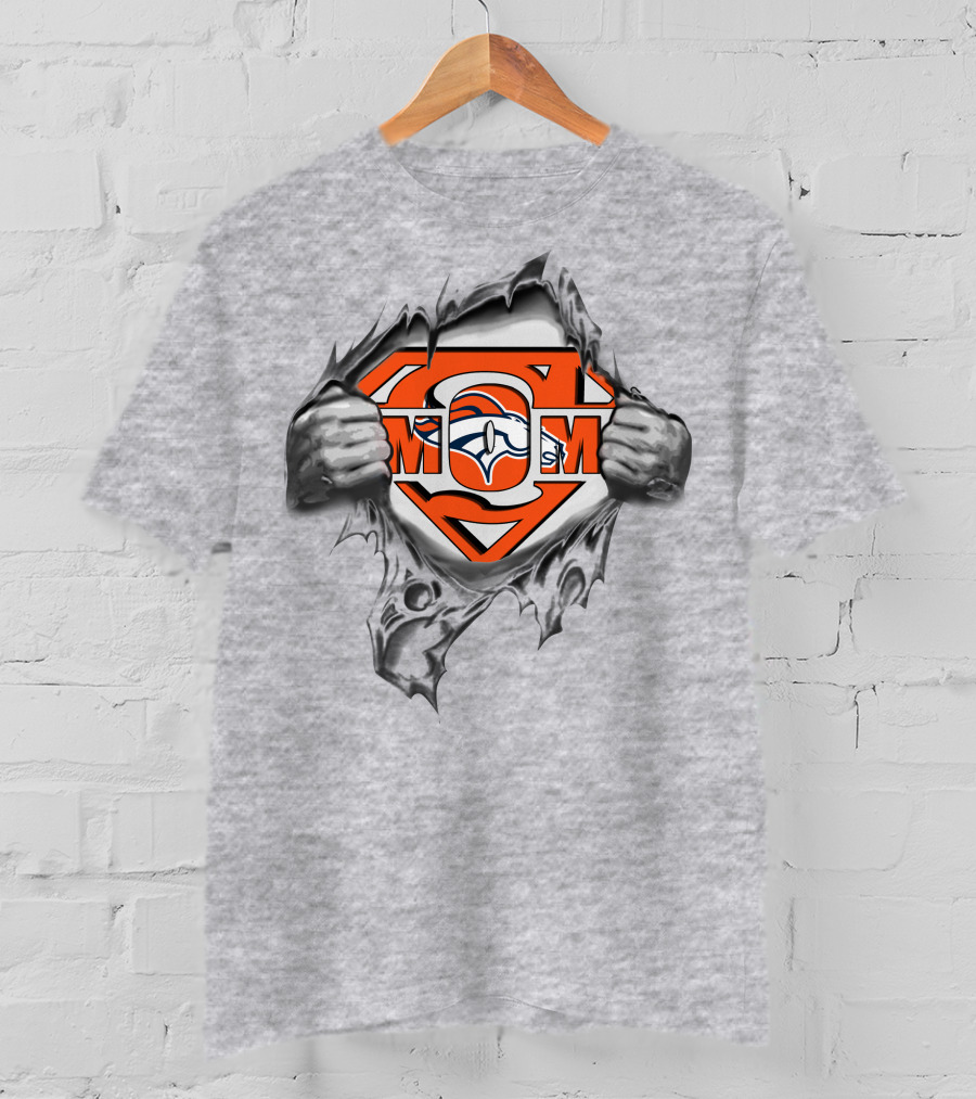 Broncos Super Mom Logo With Superman Style Rip T-Shirt