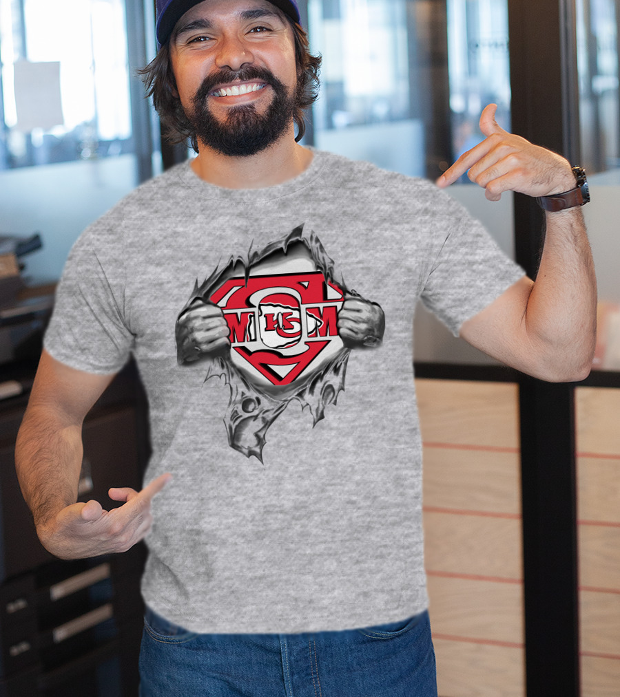 Kansas City Chiefs Super Logo Superman Rip T-Shirt
