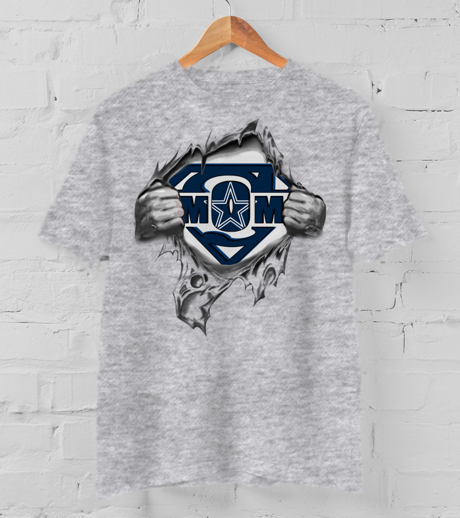 Mom Cowboys Super Logo Star Blue Superman T-Shirt