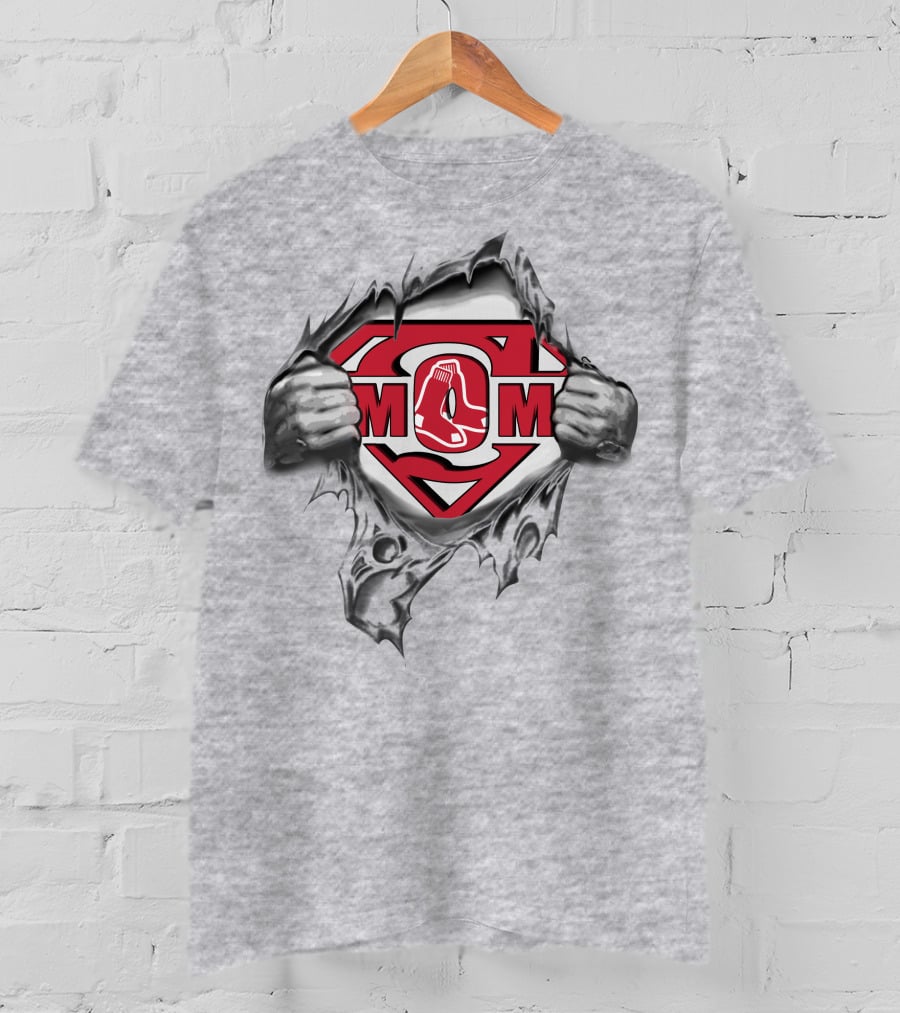 MOM Red Sox Logo Superman T-Shirt