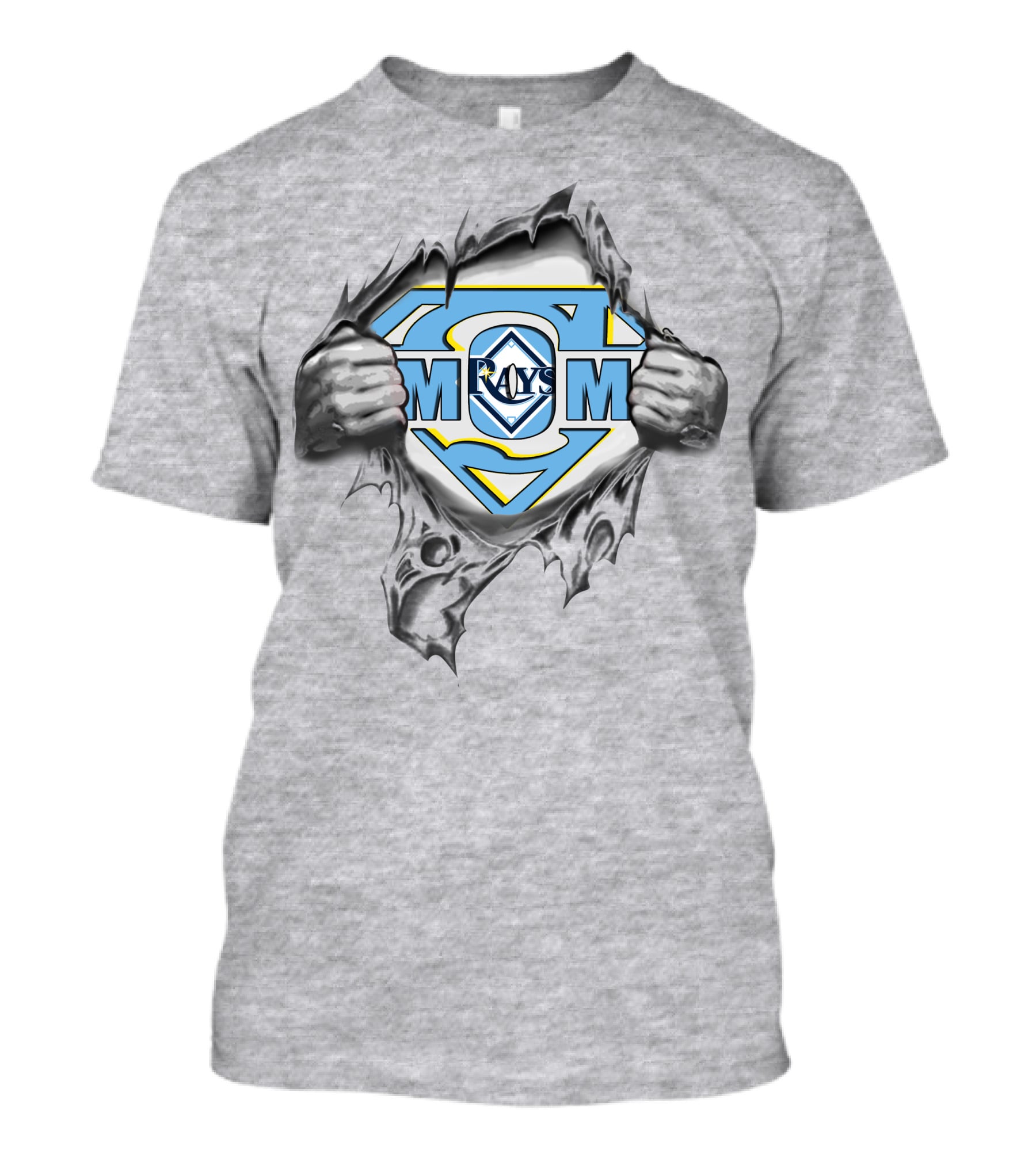 Tampa Bay Rays Mom Super Logo Inside Torn Chest T-Shirt
