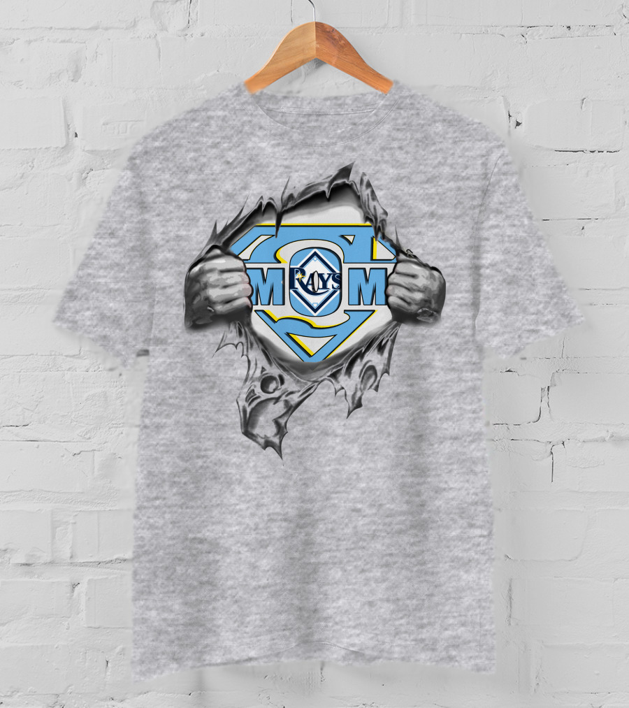 Tampa Bay Rays Mom Super Logo Inside Torn Chest T-Shirt