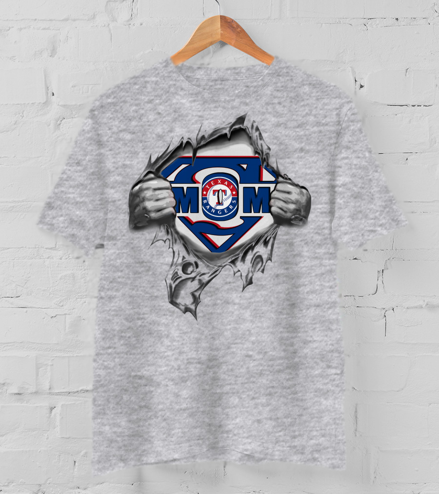 Texas Rangers Super Mom Shield With Ripped Hands T-Shirt