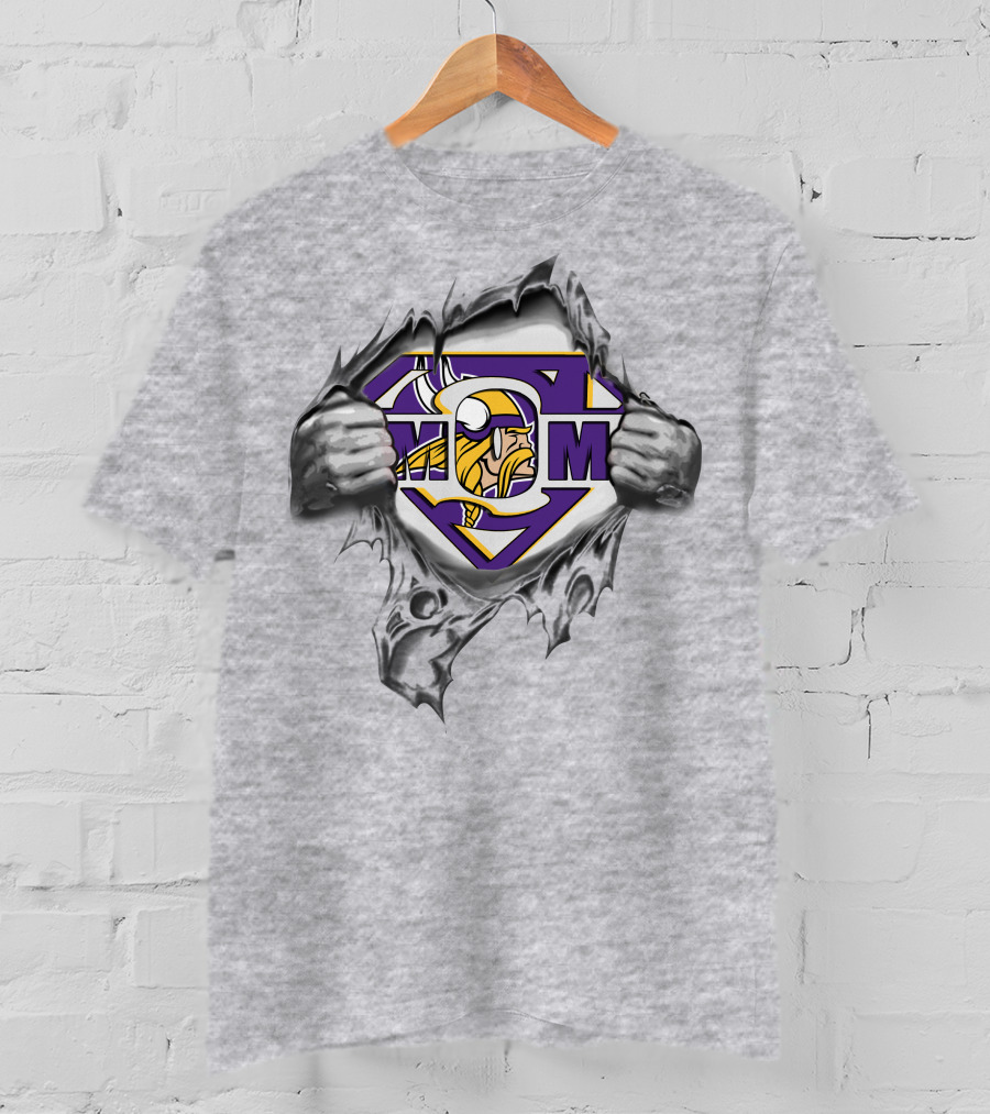 Vikings Super Mom Shield Torn Reveal T-Shirt