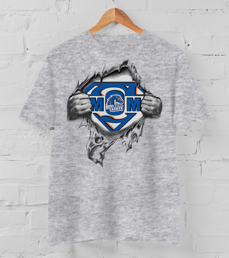 Boise State Broncos Super Mom Logo With Superman Emblem T-Shirt