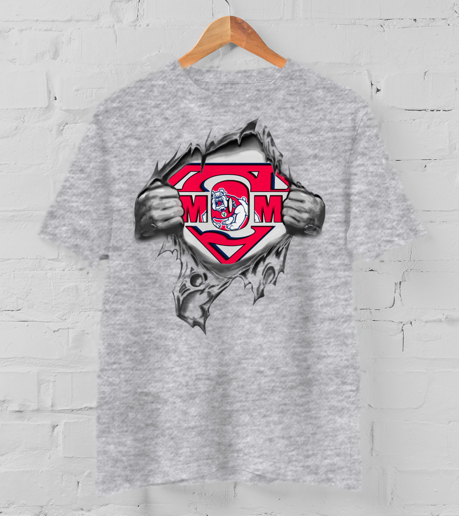 Fresno State Bulldogs Superman Logo Bulldogs Mascot Super Mom T-Shirt