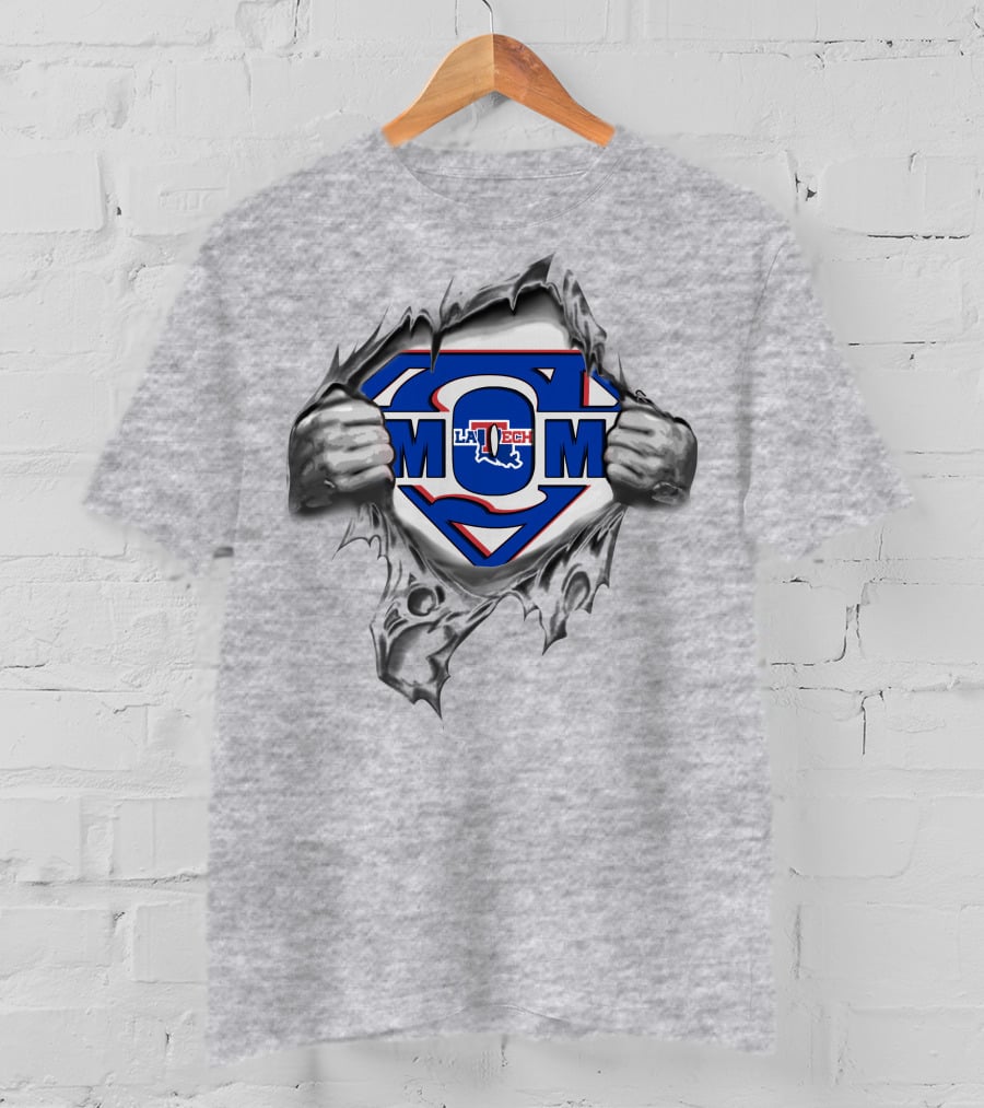 Louisiana Tech Mom Supermom Logo Superman T-Shirt