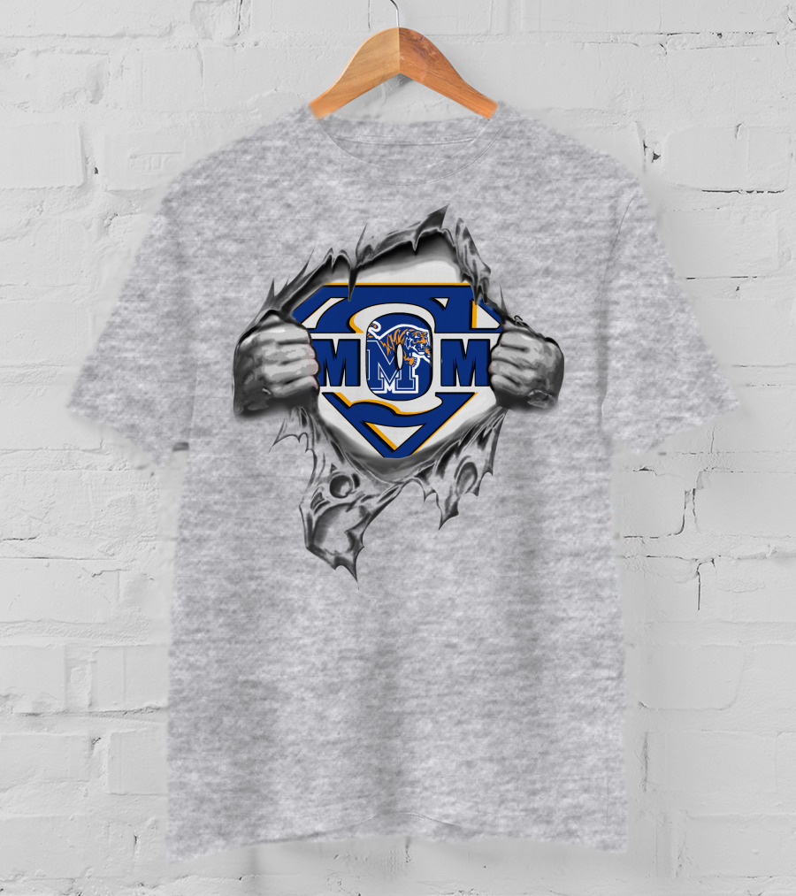 Memphis Tigers Super Logo Rip M Shield T-Shirt