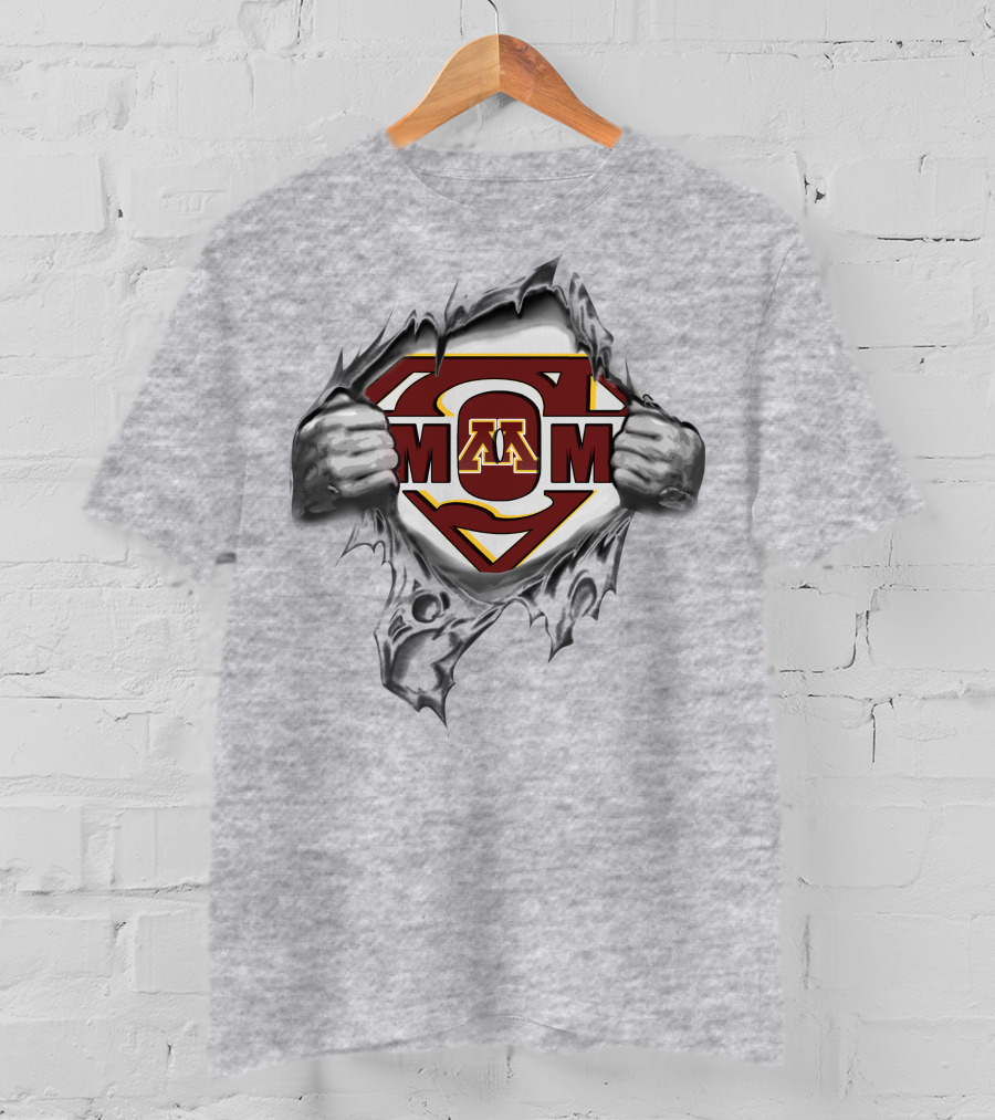 Minnesota Golden Gophers Super M Logo Rip With Superman Symbol T-Shirt