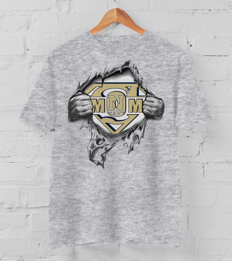 Navy Midshipmen Super N Logo M Symbol Silver Hands T-Shirt