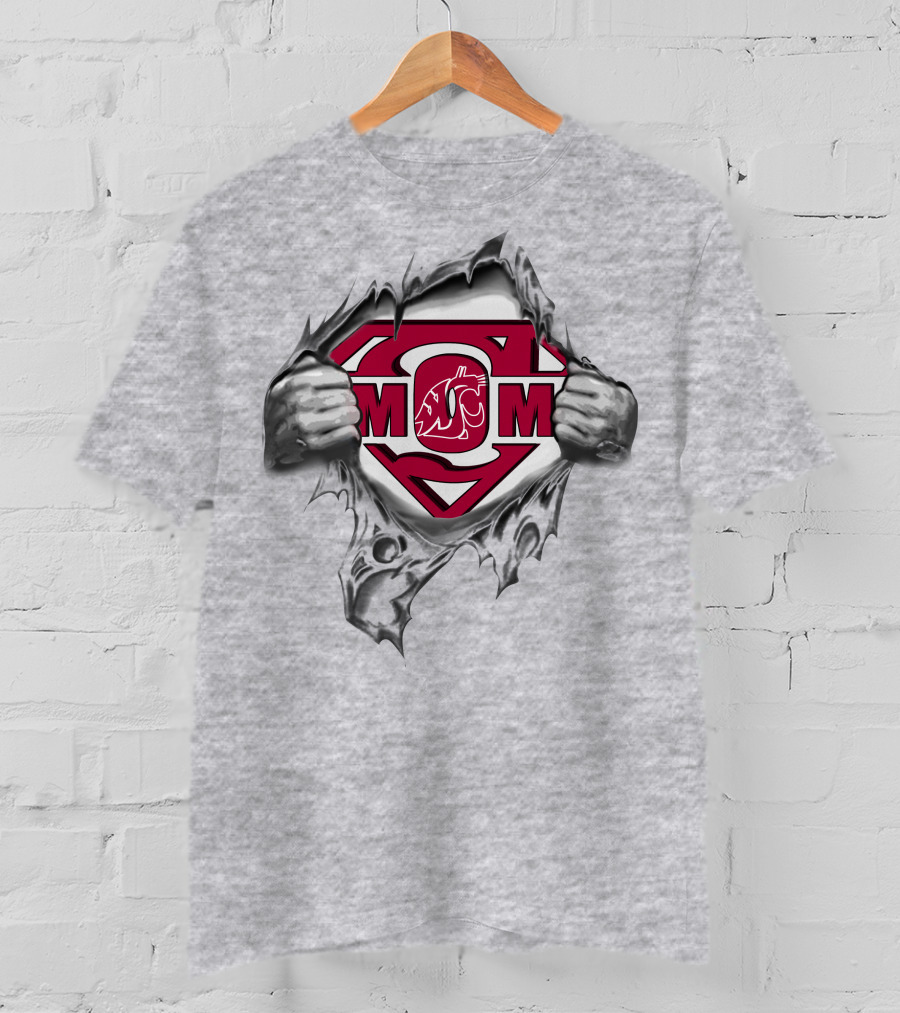Washington State Cougars Superman Mom Logo T-Shirt